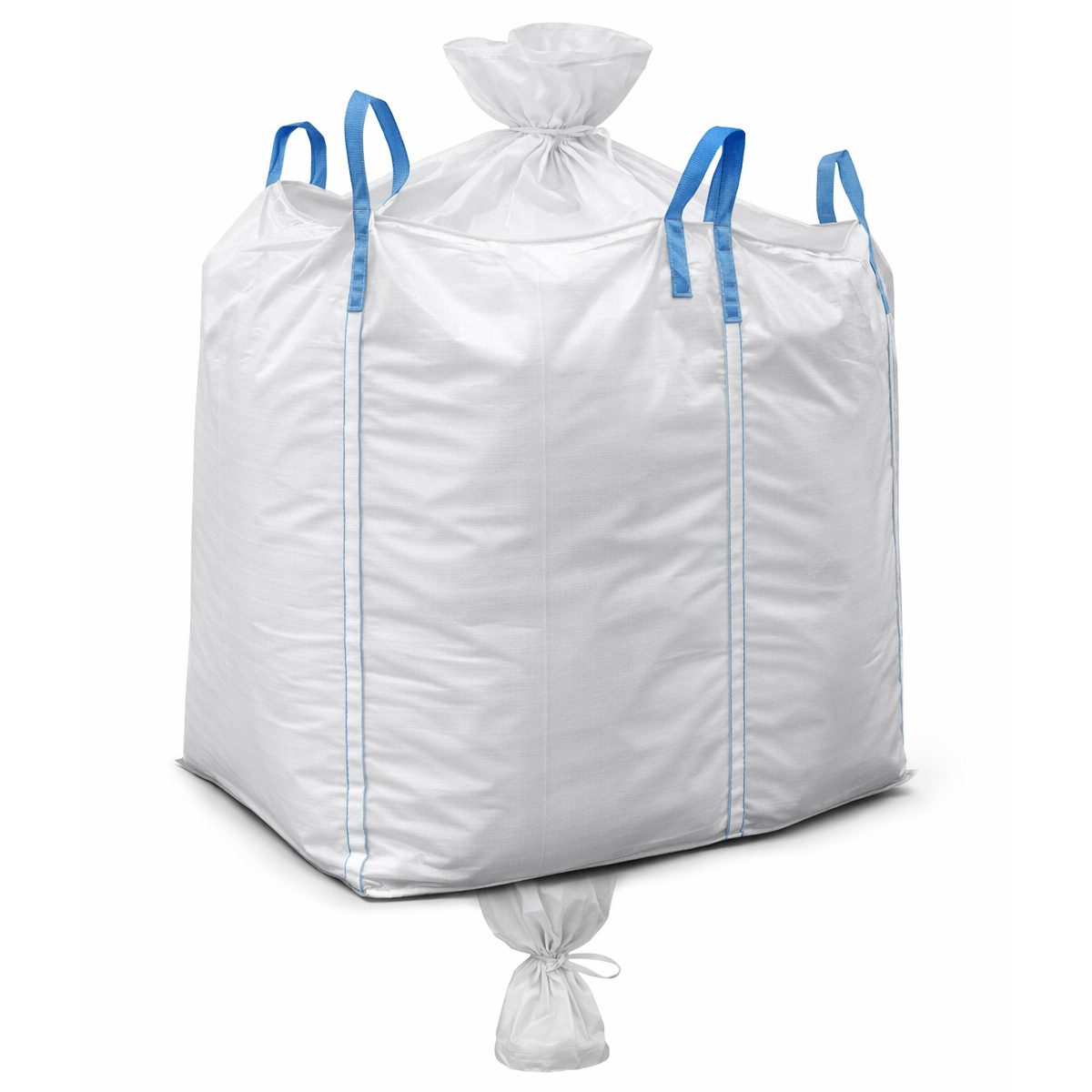 Duffle top discharge spout bottom FIBC bag combining fill flexibility with controlled discharge.